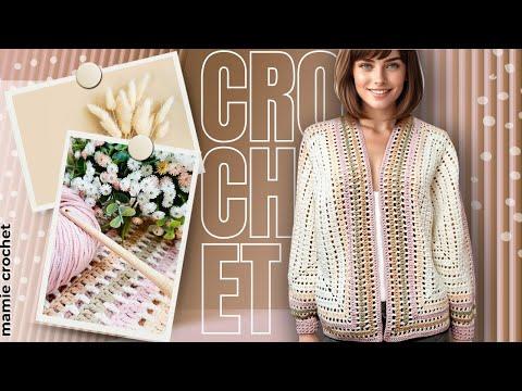 🧶Tuto Veste Hexagonale Crochet: Patron Débutantes, Manches Affinées