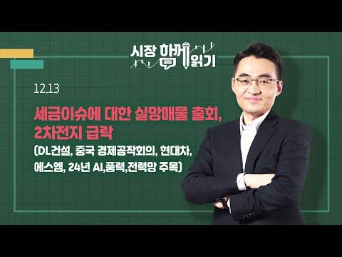 [시장함께읽기] 12월 13일, 세금이슈에 대한 실망매물 출회, 2차전지 급락(DL건설, 중국 경제공작회의, 현대차, 에스엠, 24년 AI,풍력,전력망 주목)