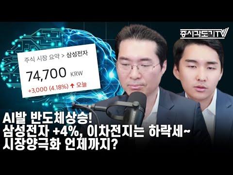 한국시황: AI발 반도체 상승! 삼성전자 4%, 이차전지는 하락세. 시장 양극화 언제까지?