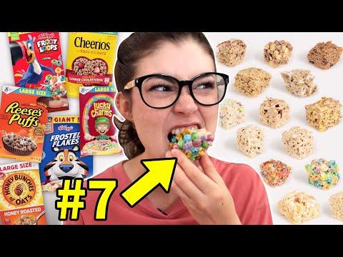 Tasting and Ranking 14 Popular Cereals as Rice Krispie Treats