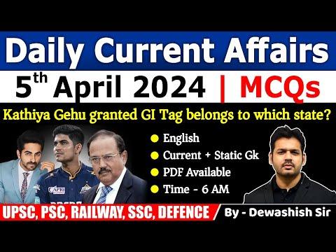 Top Current Affairs Highlights: 5th April 2024