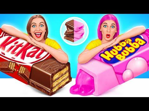 Messy and Fun: Bubble Gum vs Chocolate Food Challenge #2