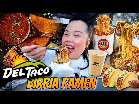 Del Taco's Birria Ramen and Tacos: A Mukbang Eating Show Review