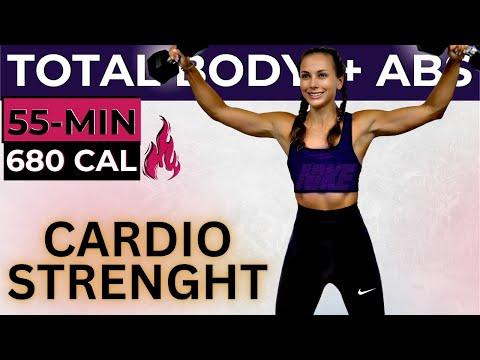 Ultimate 55-Minute Cardio Strength Workout with Weights and Abs