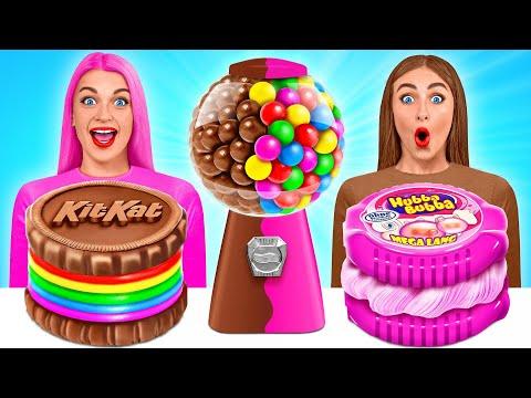 Bubble Gum vs Chocolate Food Challenge: A Sweet and Sticky Showdown