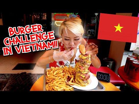 Massive 6 lb Burger Challenge in Vietnam: YouTuber's Struggle and Triumph