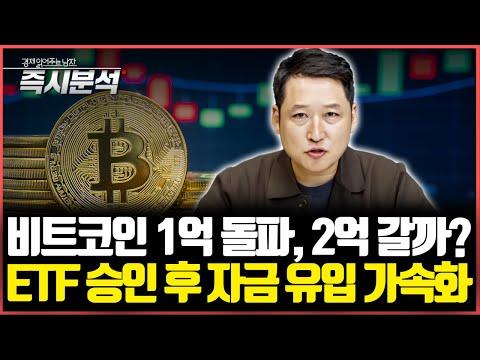 비트코인 1억 돌파, ETF 승인으로 자금 유입! 즉시분석