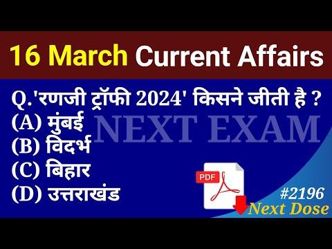 Top Current Affairs of 16th March 2024