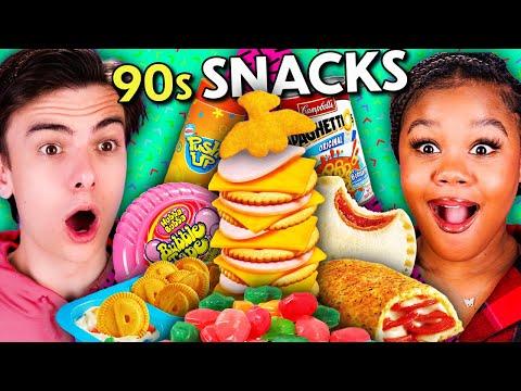Guessing 90s Snacks Challenge: Dunkaroos, Dinosaur Eggs Oatmeal, and More!