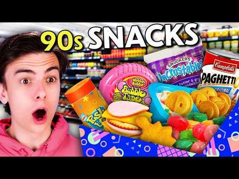 Guessing 90s Snacks Challenge: Dunkaroos, Dinosaur Eggs Oatmeal, and More!