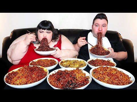 Experience the Ultimate Spicy Black Bean Noodles Challenge with Hungry Fat Chick