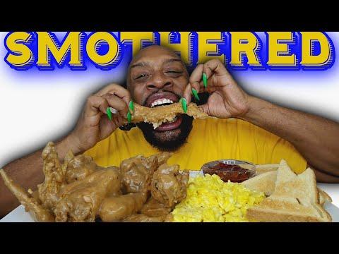 Delicious Breakfast Mukbang: Smothered Chicken Wings and More!