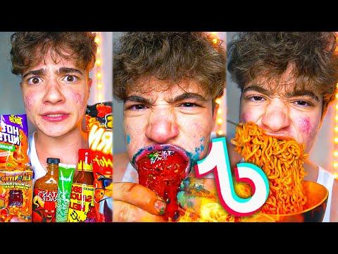 Spicy Food Challenge: YouTuber Tries Extreme Hot Sauces and Snacks