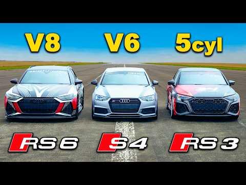 Unleashing the Power: RS6 vs RS3 vs S4 Drag Race Showdown